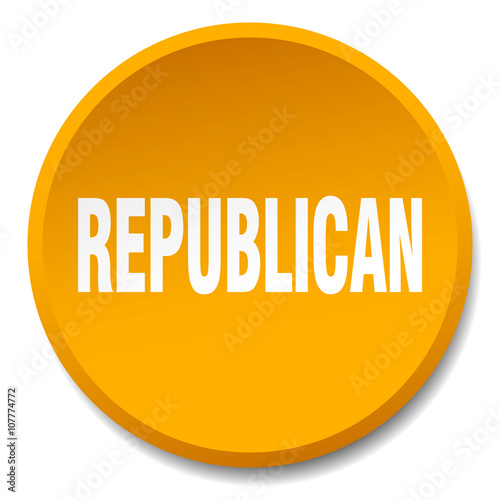 republican orange round flat isolated push button