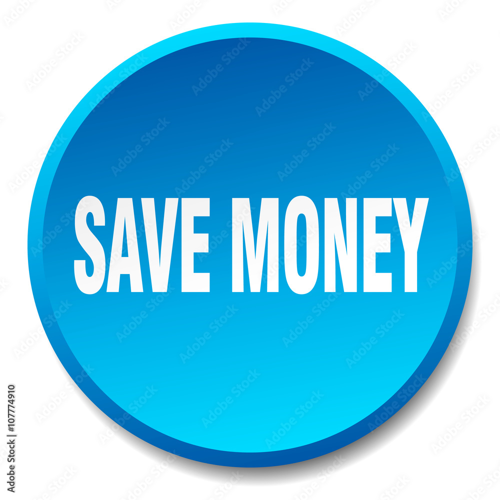 save money blue round flat isolated push button save money blue round flat isolated push button