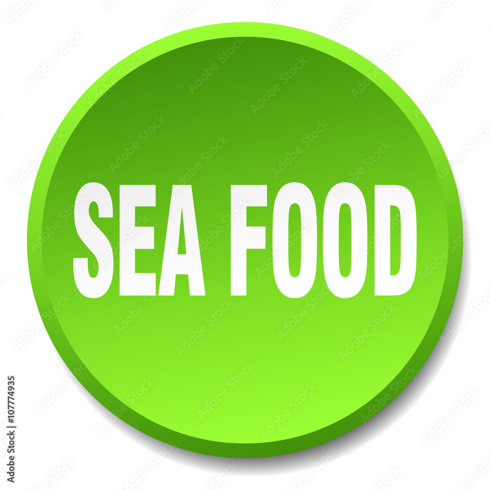 sea food green round flat isolated push button sea food green round flat isolated push button