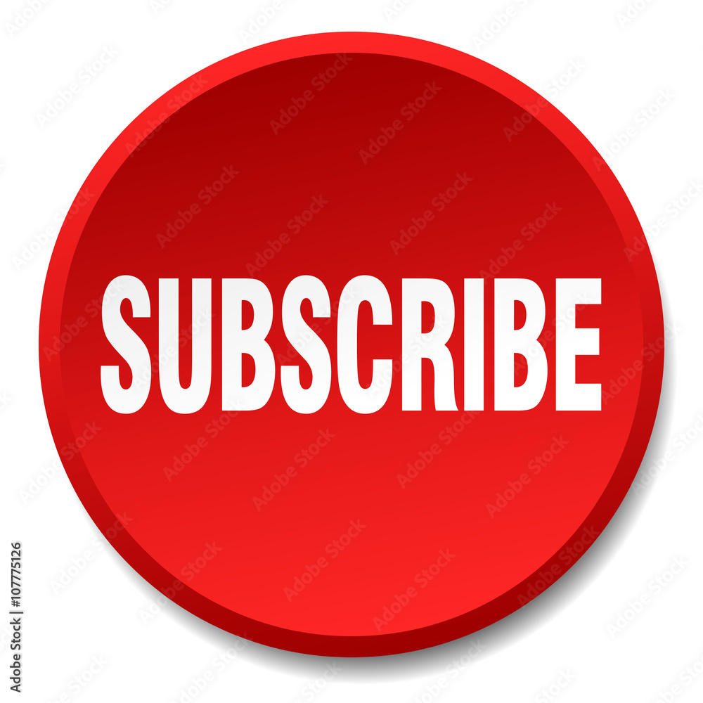 subscribe red round flat isolated push button subscribe red round flat isolated push button