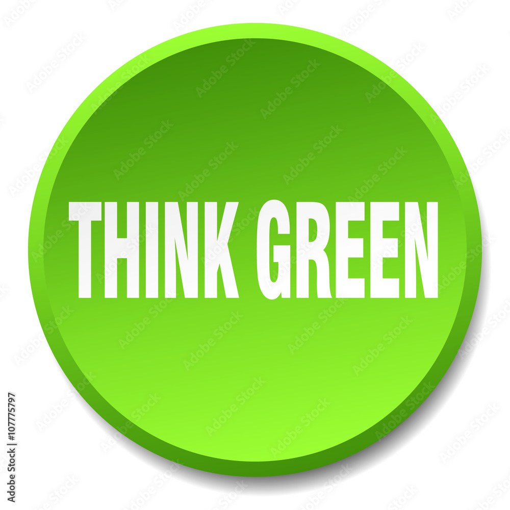 think green green round flat isolated push button think green green round flat isolated push button