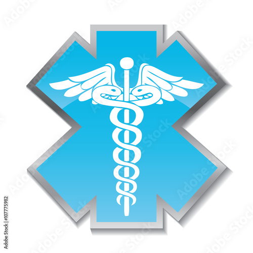 Abstract medical background with caduceus medical symbol.