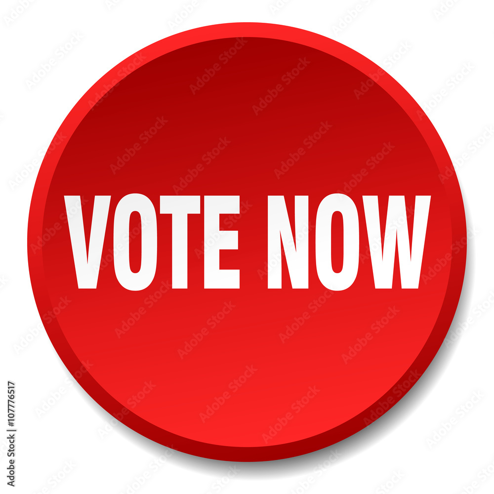 vote now red round flat isolated push button vote now red round flat isolated push button