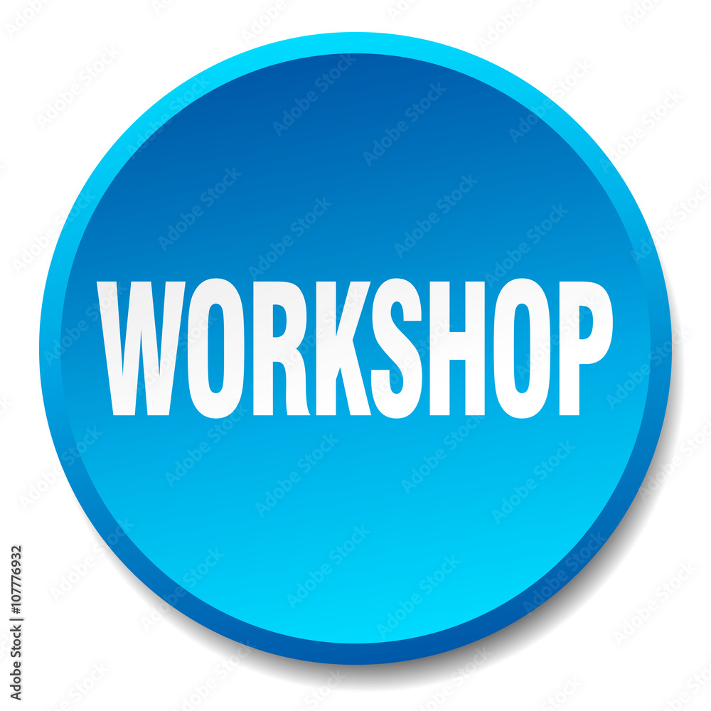 workshop blue round flat isolated push button workshop blue round flat isolated push button