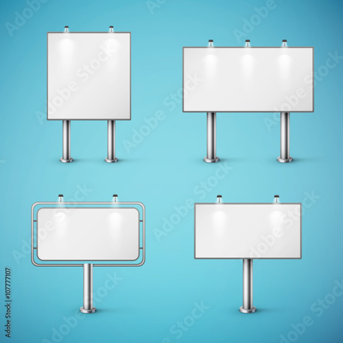 set of blank realistic billboards