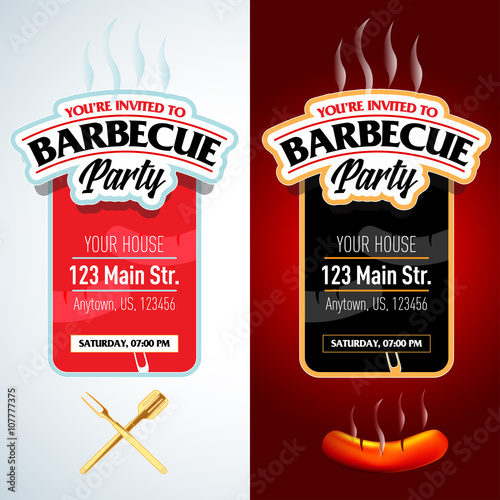 Barbecue party design,  Barbecue invitation. Barbecue logo. BBQ template menu design. Barbecue Food flyer. Barbecue advertisement. Barbecue ad design.