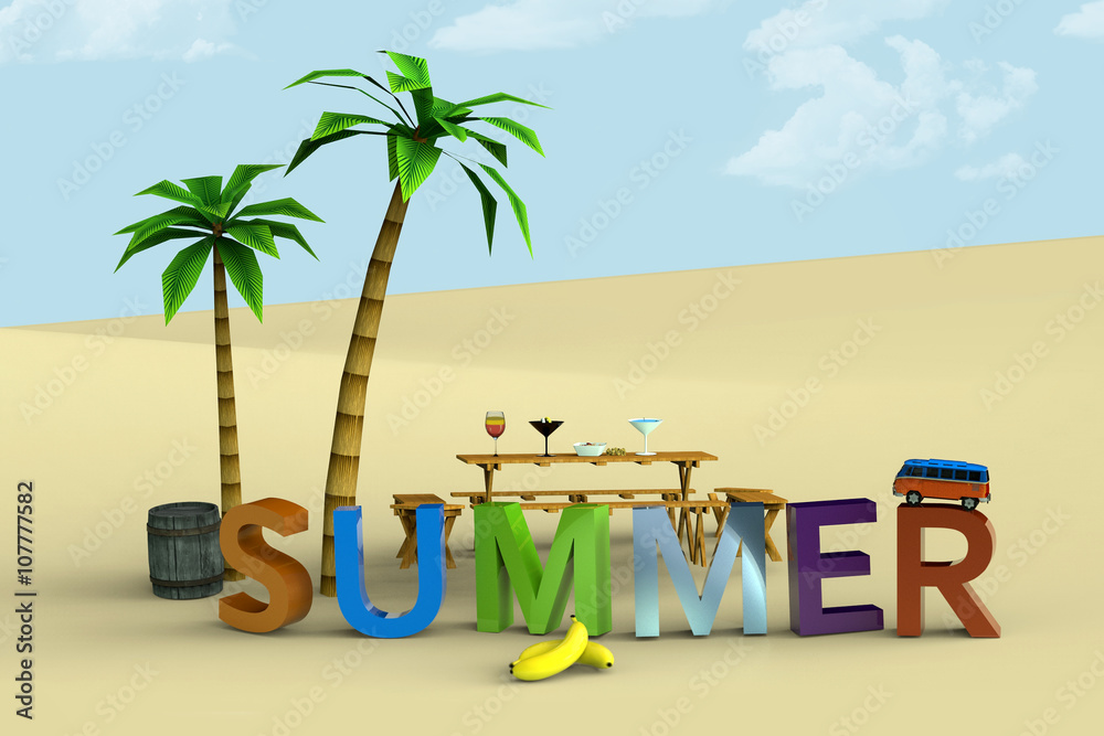 Obraz premium summer beach 3d