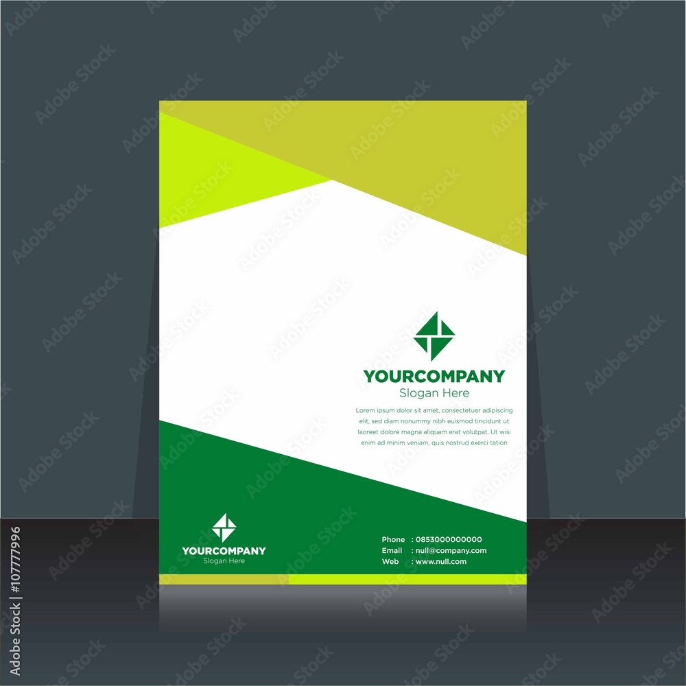 Brochure template flyer background for business design in A4 size , Black space with green line element and space for add image , Vector EPS10