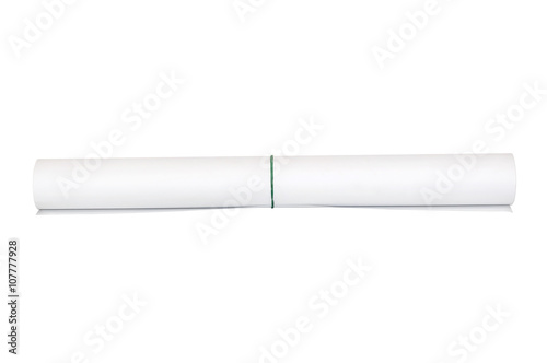 Φωτογραφία White paper rolled into a roll isolated on white