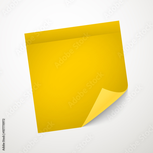 Blank yellow sticker with bending corner