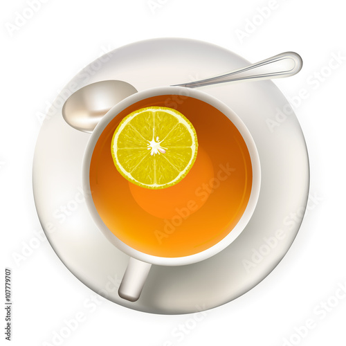 Cup of Lemon tea isolated on white