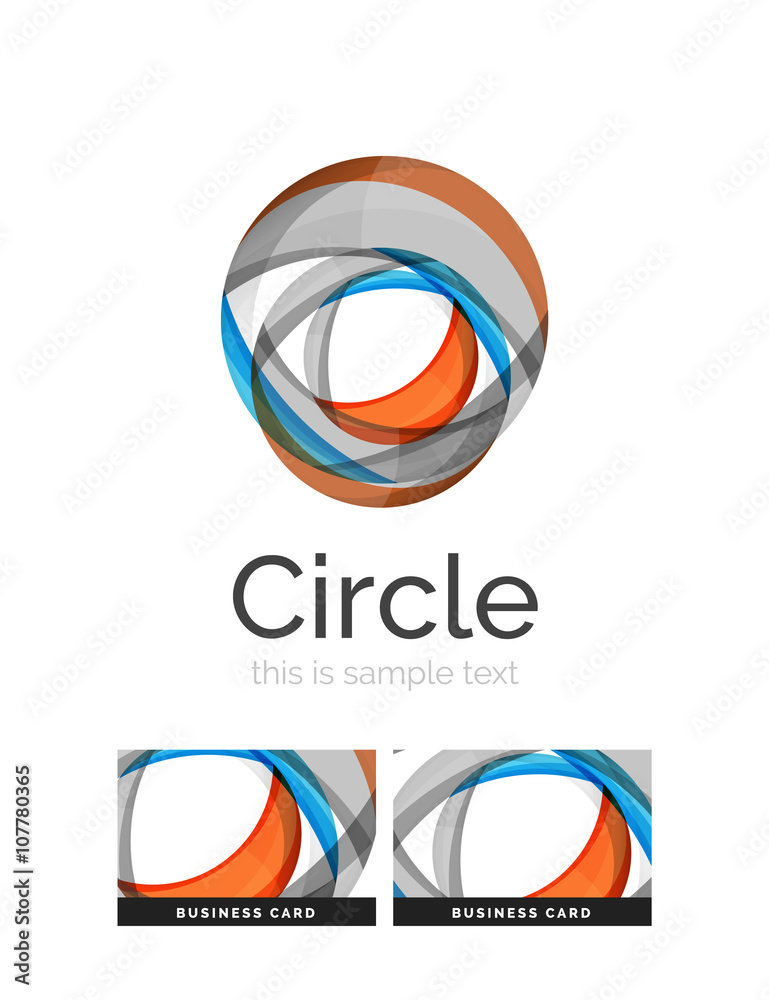 Circle logo. Transparent overlapping swirl shapes. Modern clean business icon