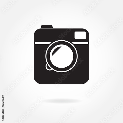 Photo camera icon or sign isolated on white background. Vector illustration in hipster style.