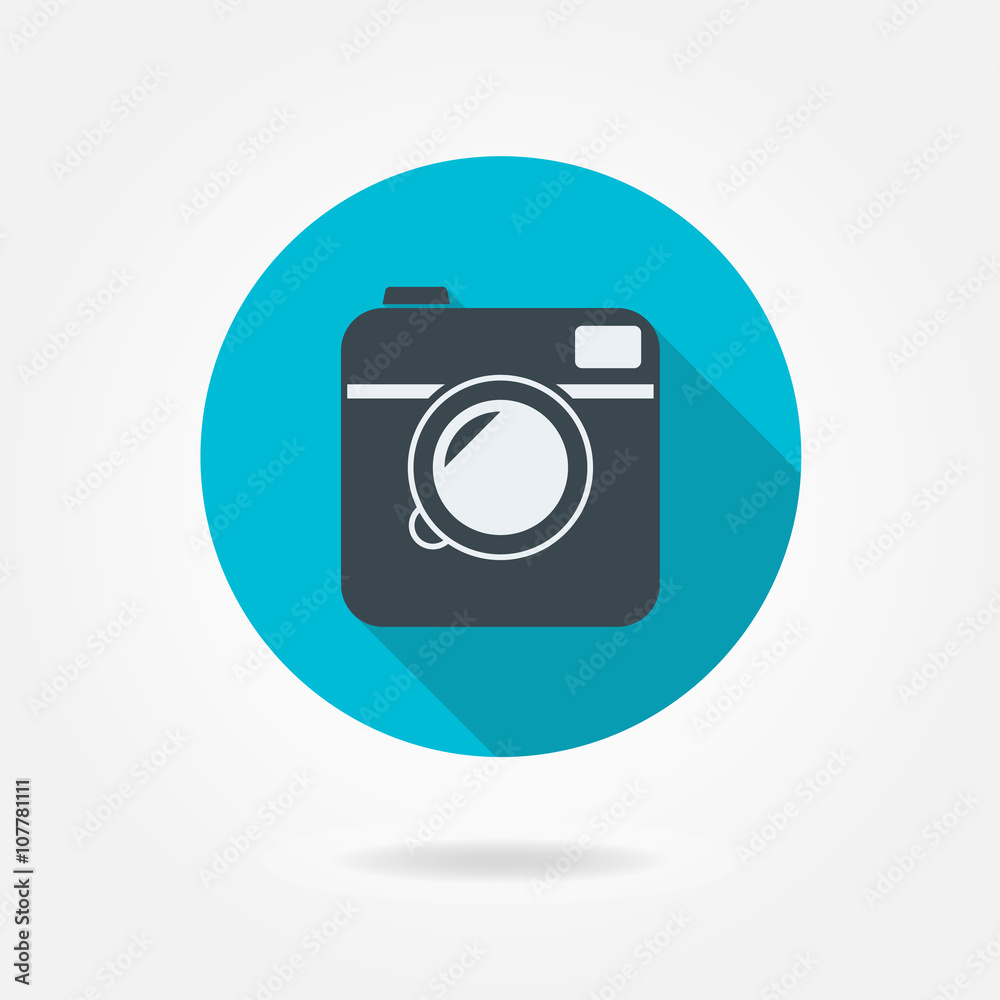 Camera icon. Photo camera in flat style with long shadow. Vector hipster photo symbol. Camera icon. Photo camera in flat style with long shadow. Vector hipster photo symbol.