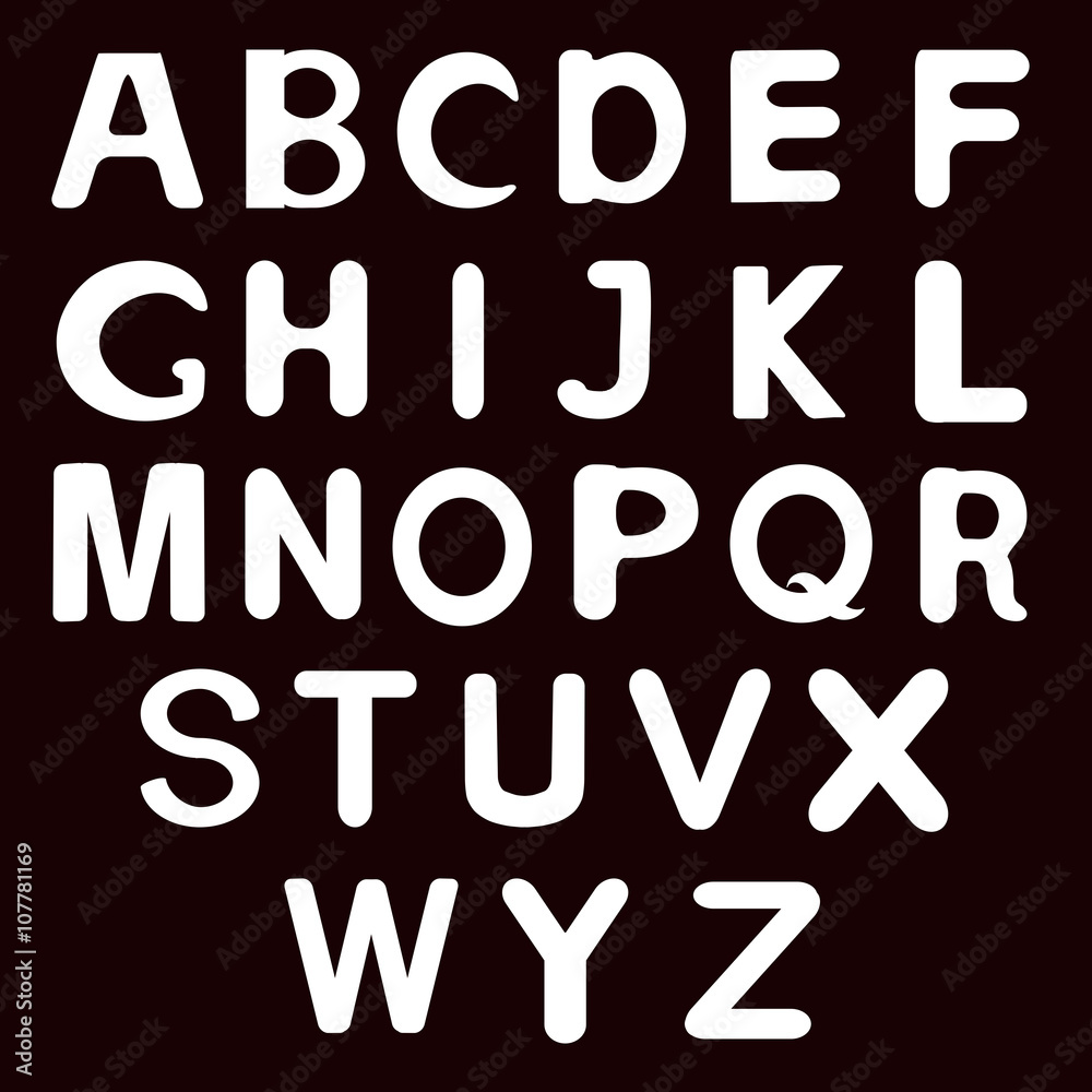 Alphabet Set. Vector illustration of alphabet letters. White alphabetical  english letters