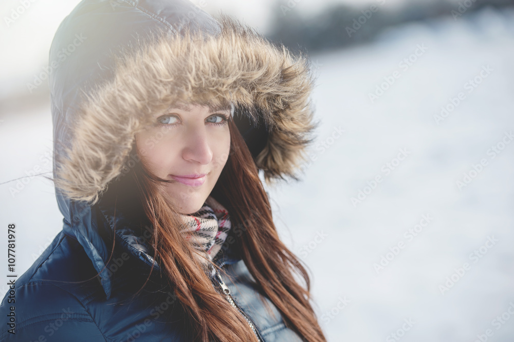 Woman in winter scenery Woman in winter scenery