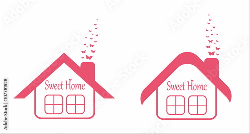 Cute house - sweet home  - vector logo
