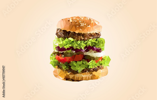 Hamburger Polygonal geometric vector illusration