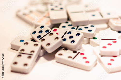 .dominoes with colored dots   isolated on white background