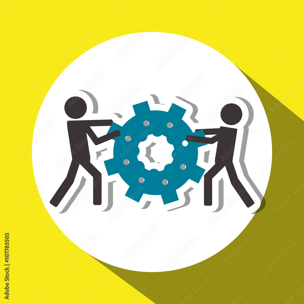 Teamwork wirth gear design, vector illustration Teamwork wirth gear design, vector illustration