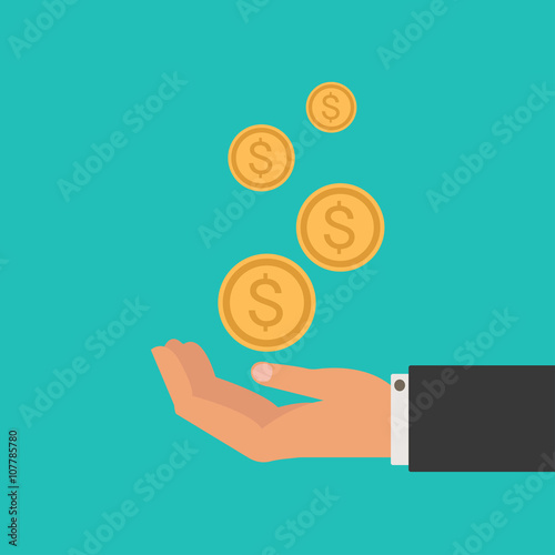 coins in hand. vector design