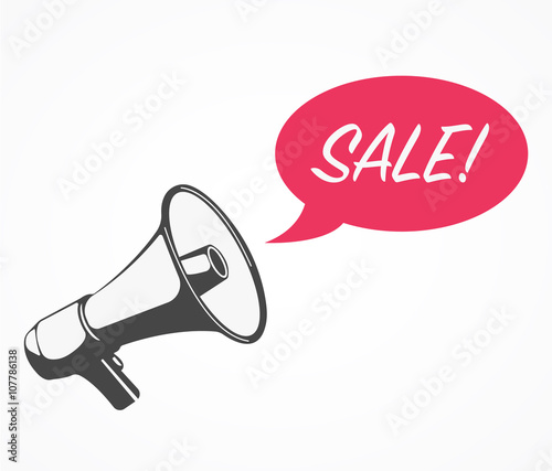 Sale promotion concept, megaphone, vector eps10 illustration