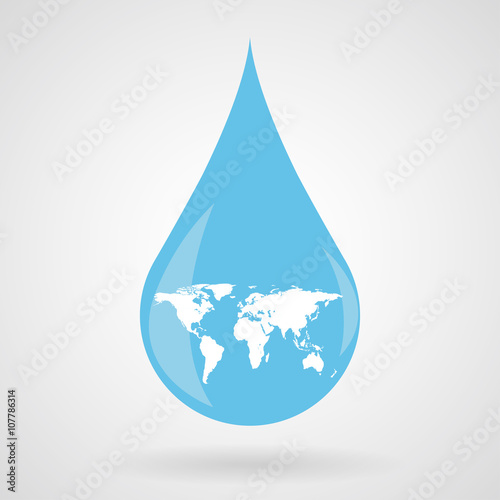 Blue drop with map inside