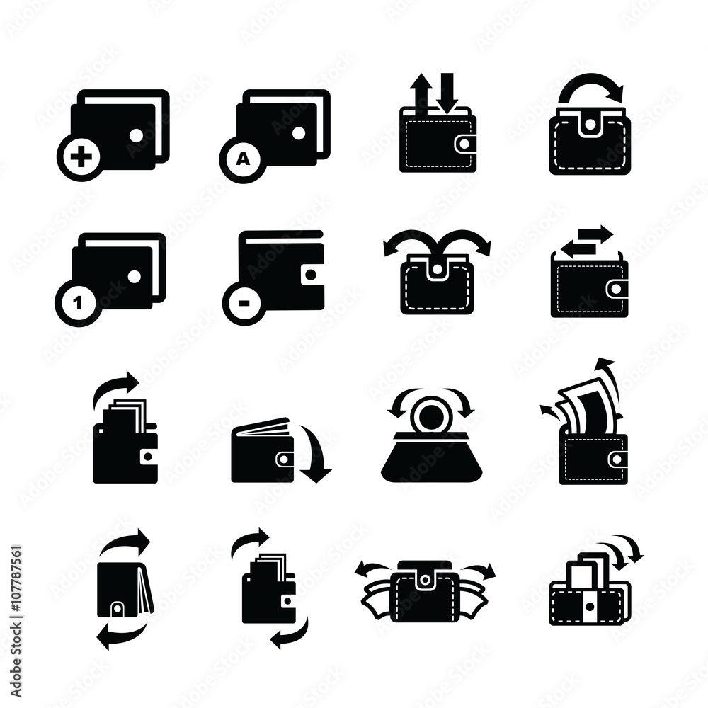 Wallet set and bubble talk and arrow icons Wallet set and bubble talk and arrow icons