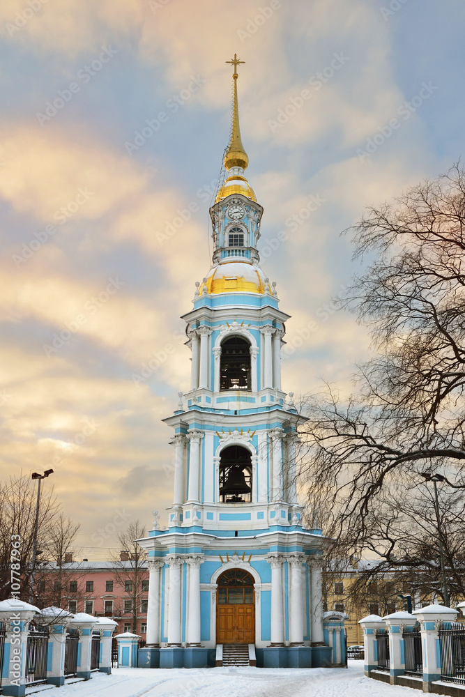 Bell tower of St. Nicholas Naval Cathedral in St.Petersburg, Russia Bell tower of St. Nicholas Naval Cathedral in St.Petersburg, Russia