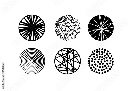 set of textures in the circle for design.Collection of trendy Hand Drawn circles textures. Vector illustration.