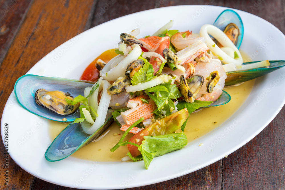 delicious spicy seafood salad thai food delicious spicy seafood salad thai food