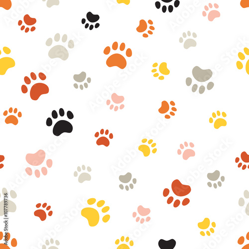 Vector seamless pattern withcat footprints. Seamless pattern can photo