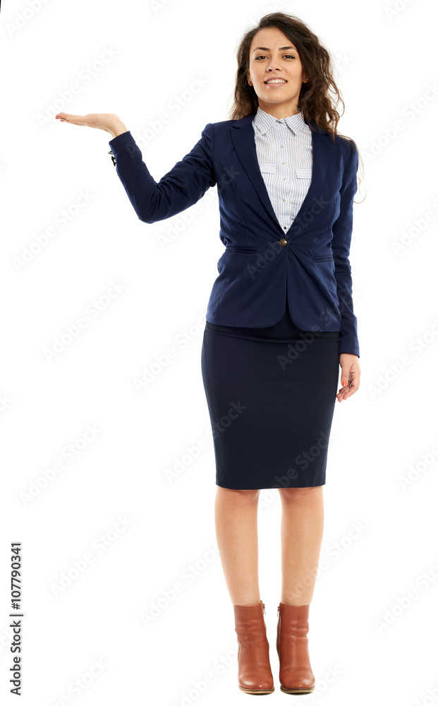 Hispanic businesswoman presenting a product Hispanic businesswoman presenting a product