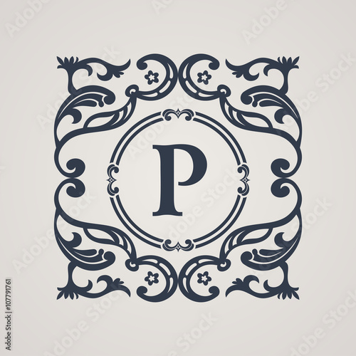 Calligraphic floral emblem. Vecoor vintage symbol