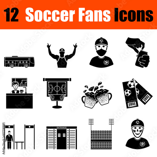 Set of soccer fans icons