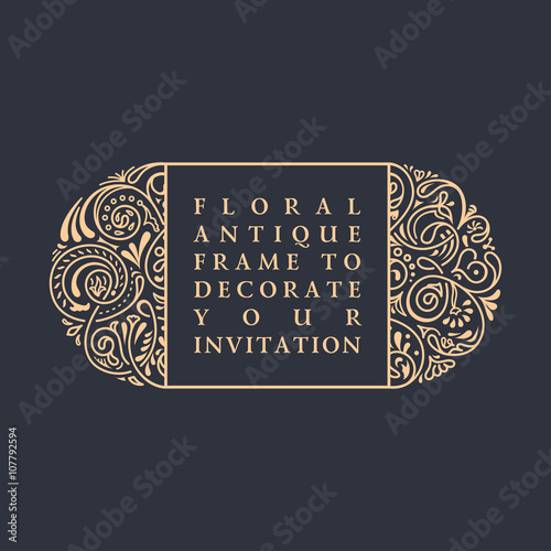 Floral vector calligraphic frame. Design for wedding and greeting cards, valentines, invitations