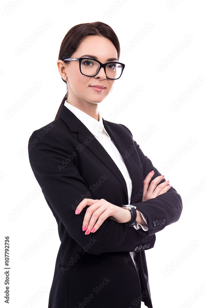 portrait of young beautiful business woman isolated on white portrait of young beautiful business woman isolated on white