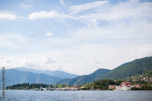 Sea view, landscape in Montenegro. Kotor bay