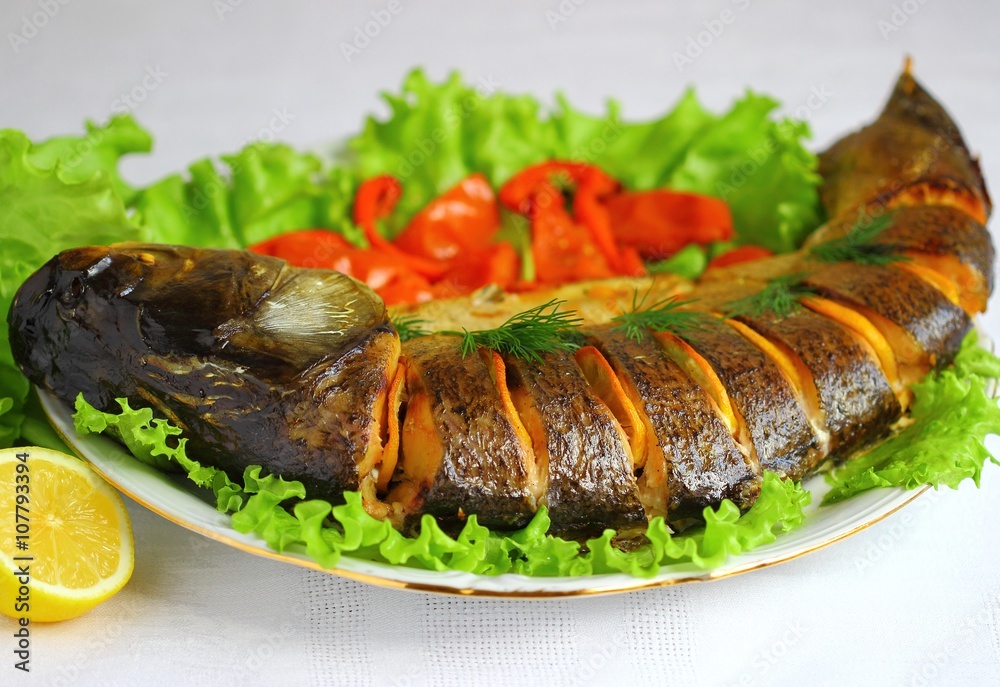 baked silver carp with tomato and lemon baked silver carp with tomato and lemon