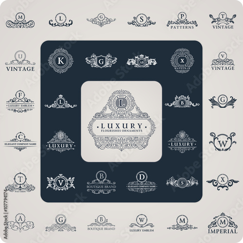 Vintage flourishes elements. Calligraphic ornaments set