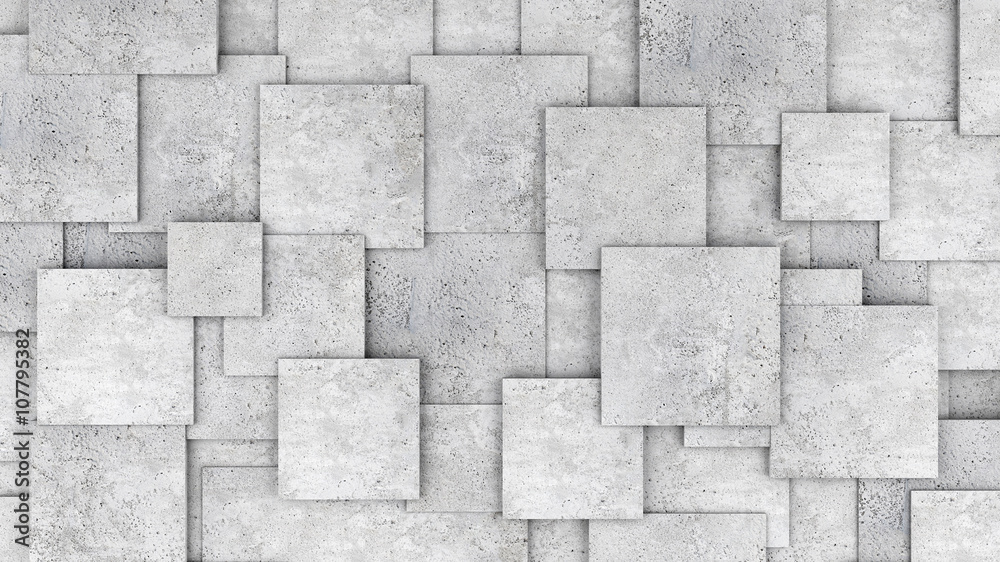 Concrete 3d cube wall as background or wallpaper. 3D rendering - obrazy, fototapety, plakaty 