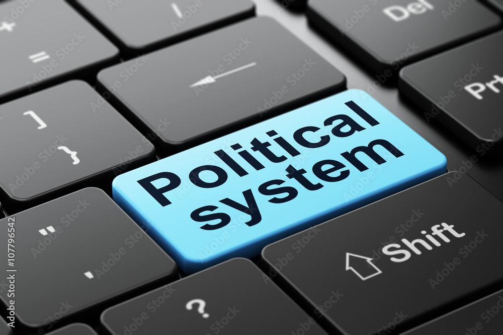 Fototapeta premium Political concept: Political System on computer keyboard background