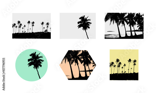 Palms collection. Vector. Print.
