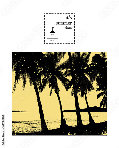 Palms collection. Vector. Print.