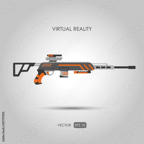 Sniper rifle. Gun for virtual reality system. Video game weapons