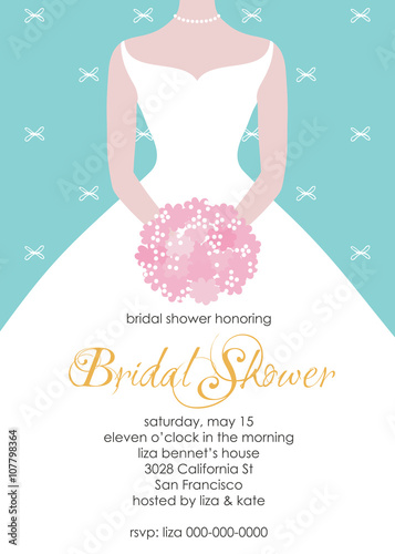 Bridal shower invitation card template. Wedding illustration