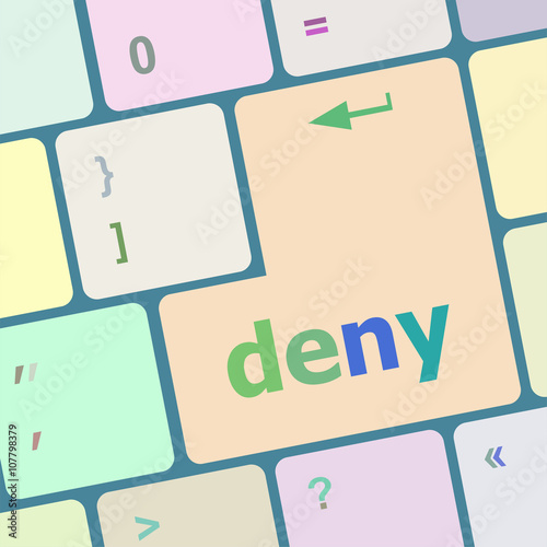 Privacy concept: computer keyboard with word deny vector illustration