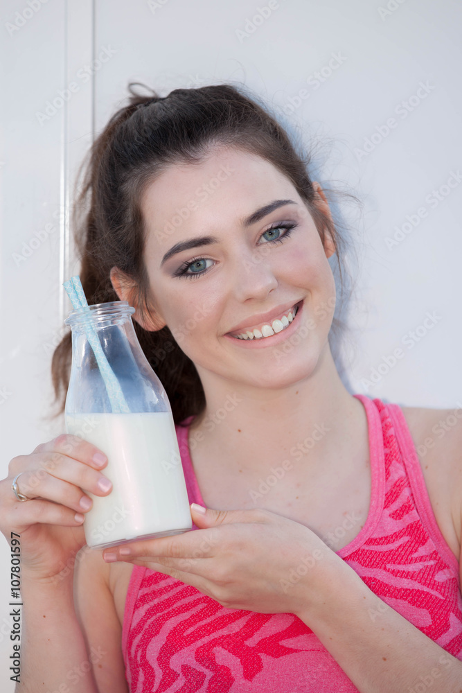 healthy teen with milk healthy teen with milk