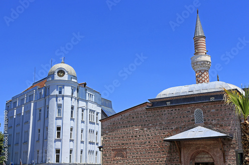 Plovdiv - Dzhumaya Mosque and blue building photo