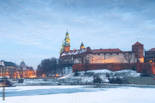Wawel Castle in the evening in Krakow, Poland
